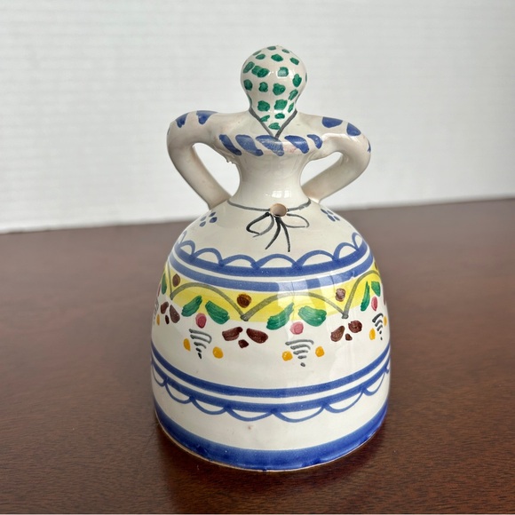 Talavera Franpesa Lady Figurine Bell Signed - Picture 4 of 8